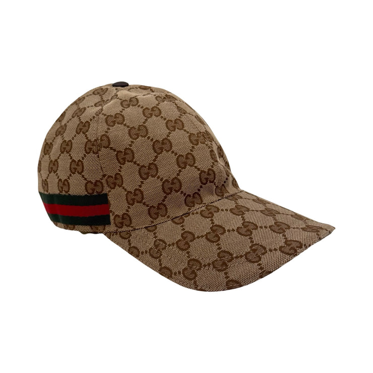 Gucci - GG Supreme Web Stripe Adjustable Baseball Hat XS