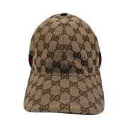 Gucci - GG Supreme Web Stripe Adjustable Baseball Hat XS