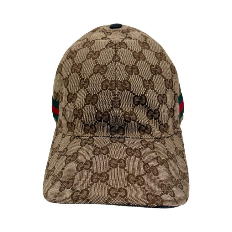Gucci - GG Supreme Web Stripe Adjustable Baseball Hat XS