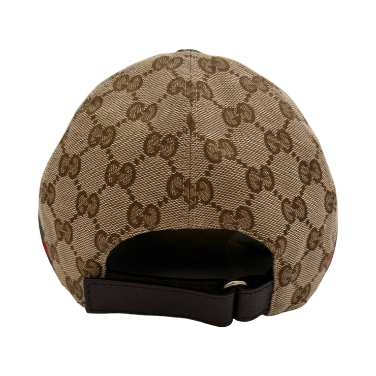 Gucci - GG Supreme Web Stripe Adjustable Baseball Hat XS