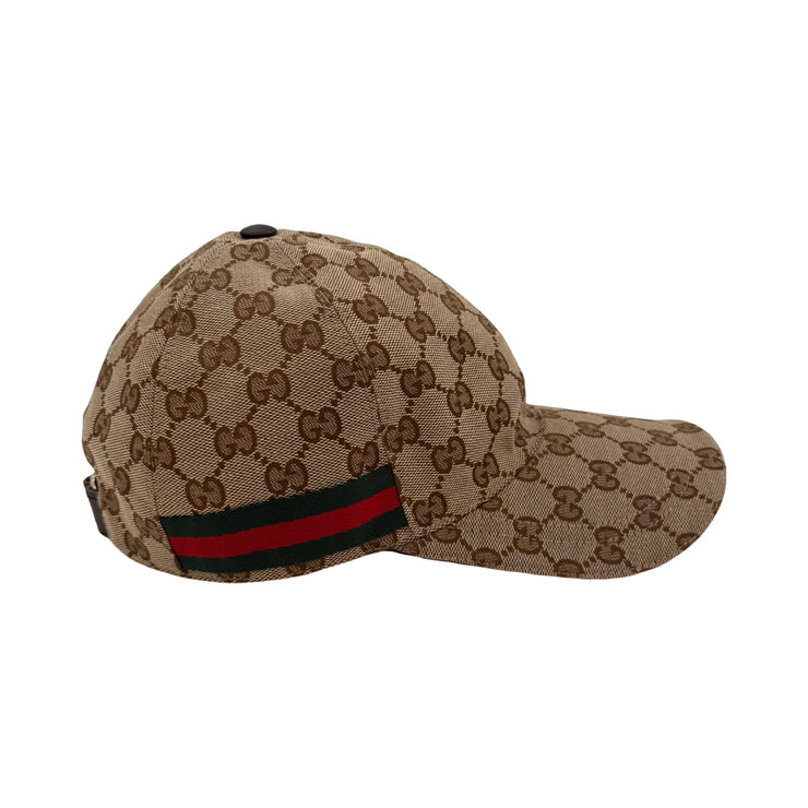 Gucci - GG Supreme Web Stripe Adjustable Baseball Hat XS