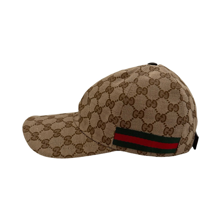 Gucci - GG Supreme Web Stripe Adjustable Baseball Hat XS