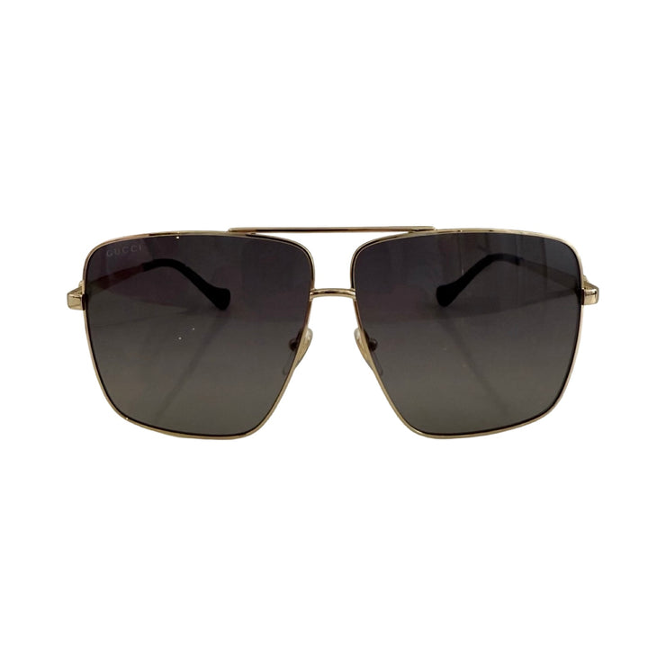 Gucci - Gold Rectangular Aviator Sunglasses