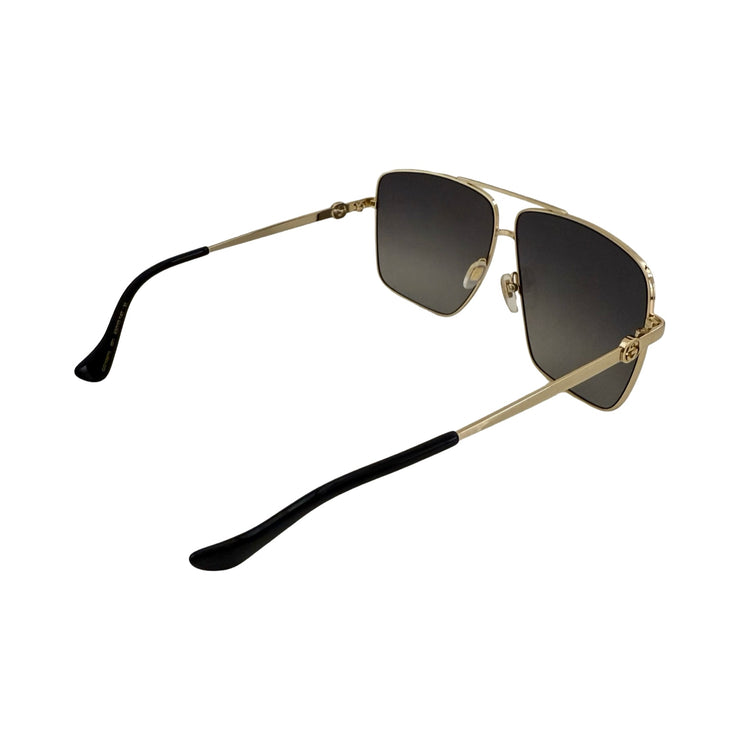Gucci - Gold Rectangular Aviator Sunglasses