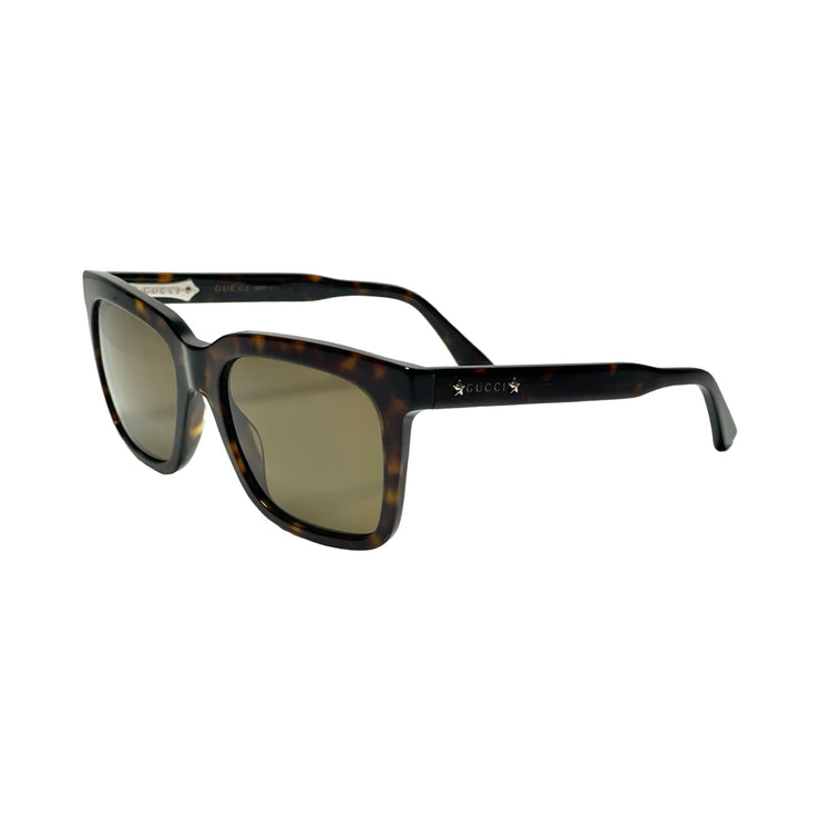 Gucci - Gucci Star Dark Havana Rectangular Sunglasses