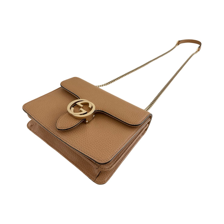 Gucci - Interlocking G Beige Leather Dollar Crossbody