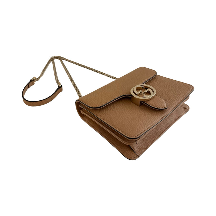 Gucci - Interlocking G Beige Leather Dollar Crossbody