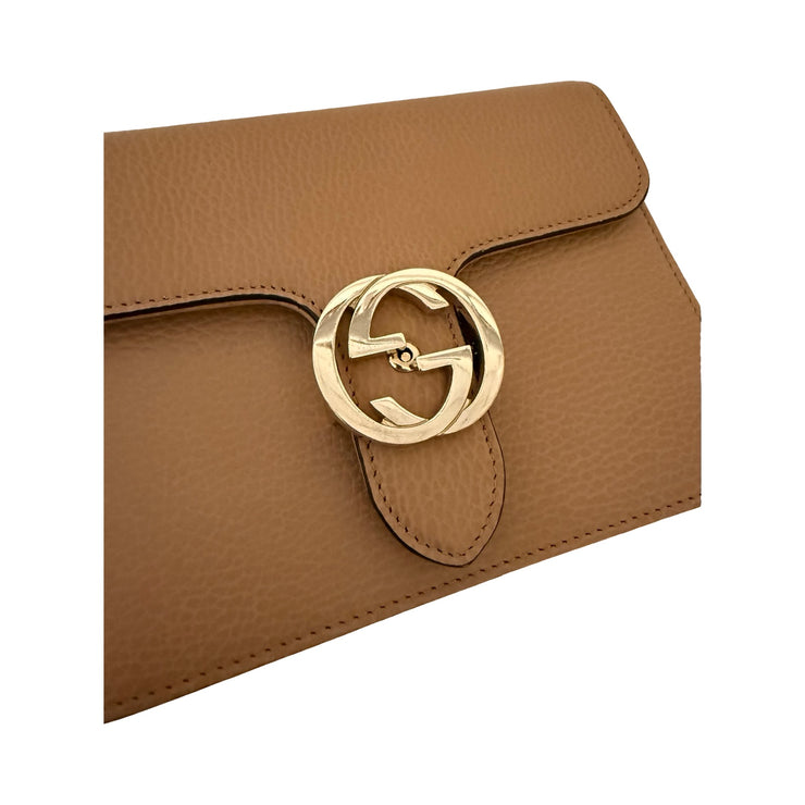 Gucci - Interlocking G Beige Leather Dollar Crossbody
