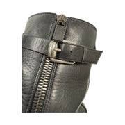 Gucci - Men's Black Leather Double Buckle Biker Boots 10