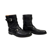 Gucci - Men's Black Leather Double Buckle Biker Boots 10