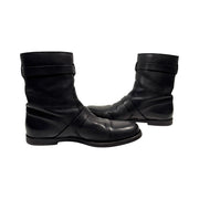 Gucci - Men's Black Leather Double Buckle Biker Boots 10