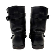 Gucci - Men's Black Leather Double Buckle Biker Boots 10