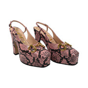 Gucci - NEW Calfskin Snakeskin Print Horsebit Platform Slingback Pumps
