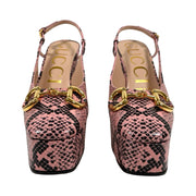 Gucci - NEW Calfskin Snakeskin Print Horsebit Platform Slingback Pumps