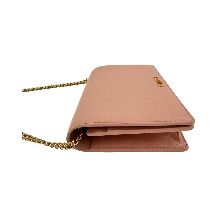 Gucci Script Pink Leather Wallet On Chain | FOMO Rochester display picture 1