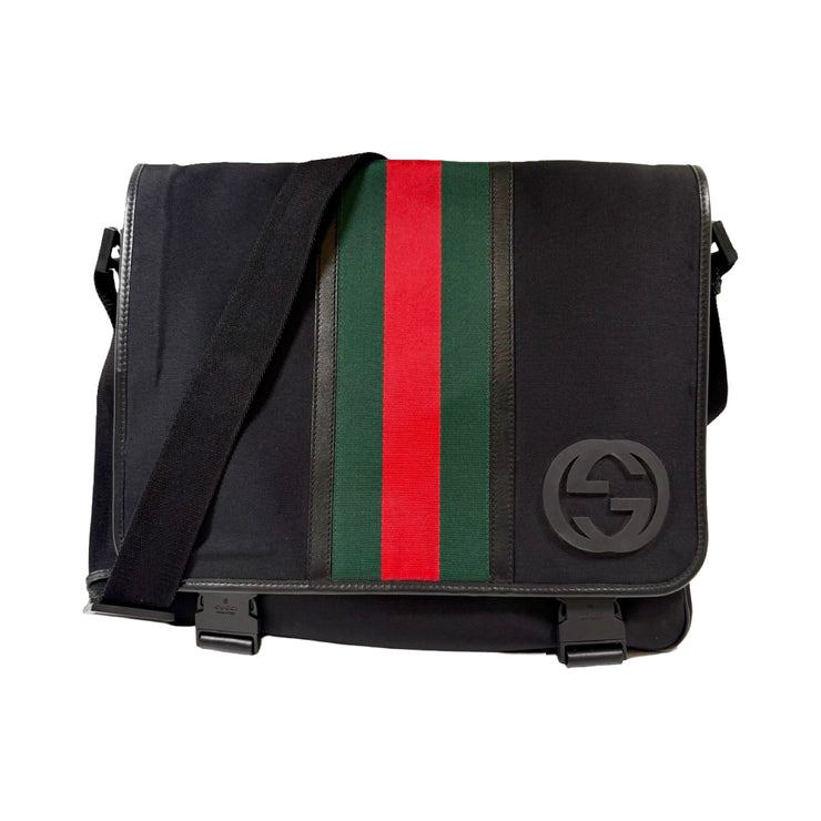 Gucci - Web Stripe Techno Messenger Black Interlocking G