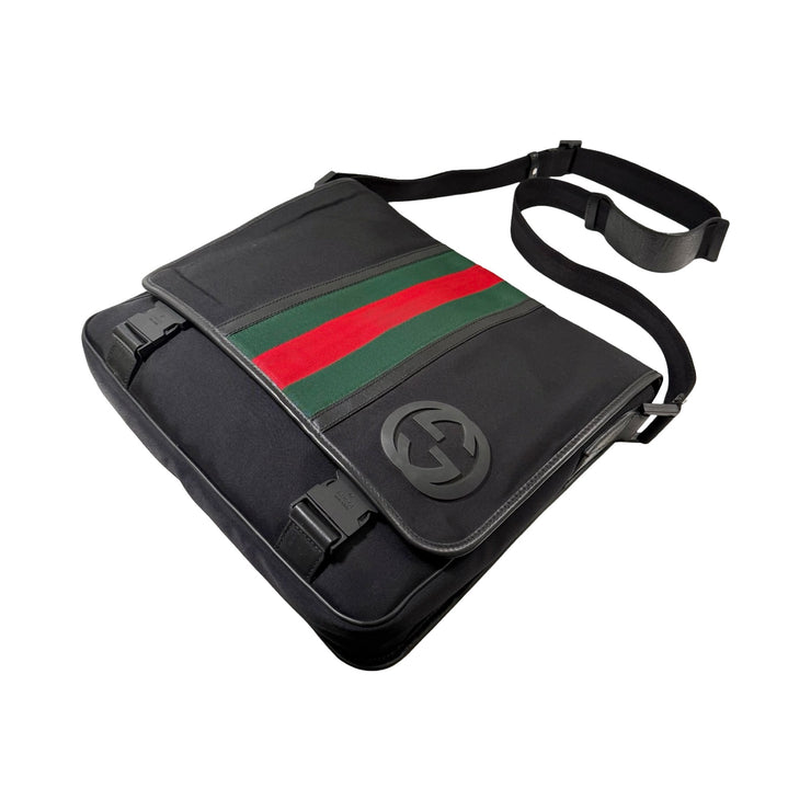 Gucci - Web Stripe Techno Messenger Black Interlocking G