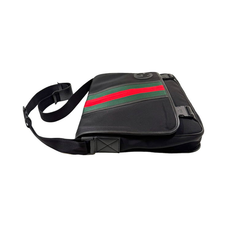 Gucci - Web Stripe Techno Messenger Black Interlocking G