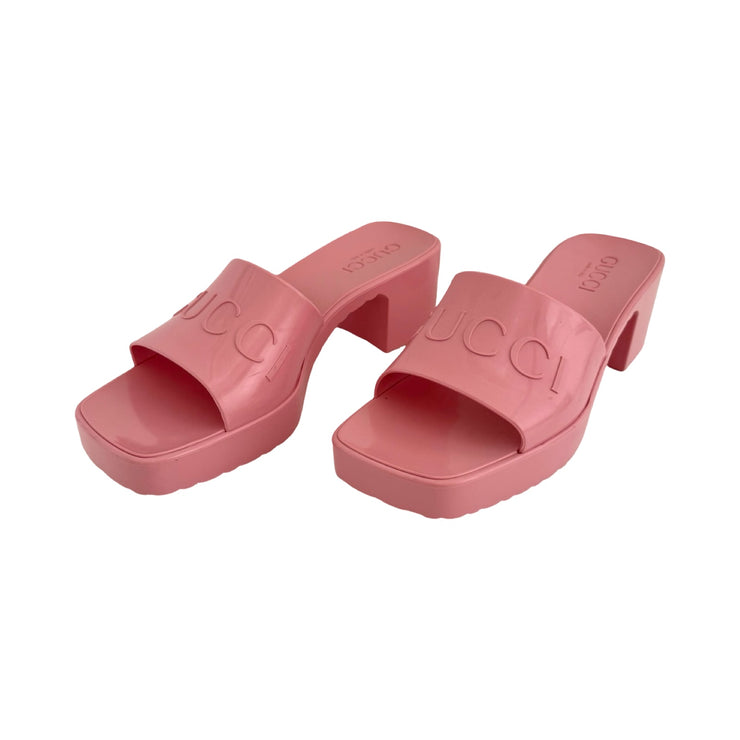 Gucci - Wild Rose Rubber Sandals 36