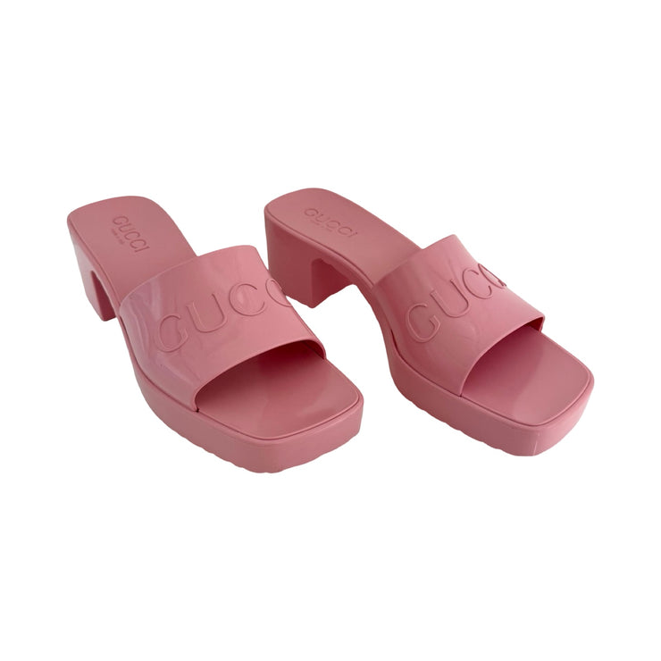 Gucci - Wild Rose Rubber Sandals 36