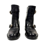 Gucci - Women's Black Leather Double Buckle Biker Boots 36