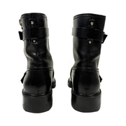 Gucci - Women's Black Leather Double Buckle Biker Boots 36
