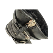 Gucci - Women's Black Leather Double Buckle Biker Boots 36