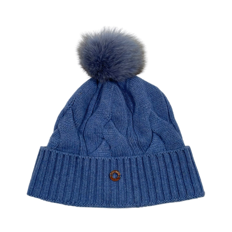Loro Piana - Baby Blue Cable Knit Pom Pom Cashmere Beanie