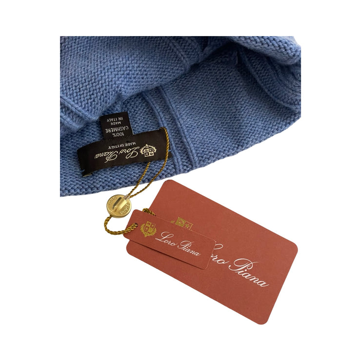 Loro Piana - Baby Blue Cable Knit Pom Pom Cashmere Beanie