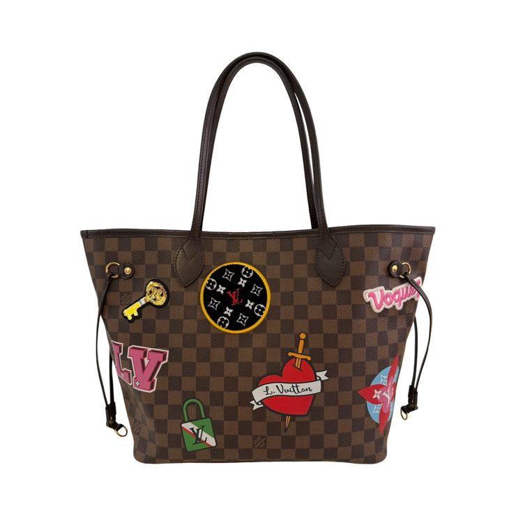 Louis Vuitton - Damier Ebene Limited Edition Patches Neverfull MM
