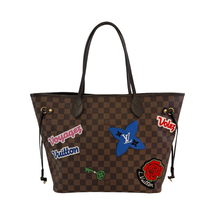 Louis Vuitton - Damier Ebene Limited Edition Patches Neverfull MM
