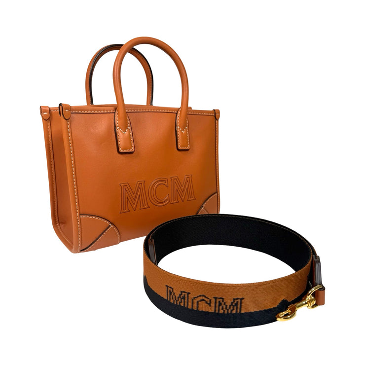 MCM - Munchen Spanish Leather Mini Tote In Cognac