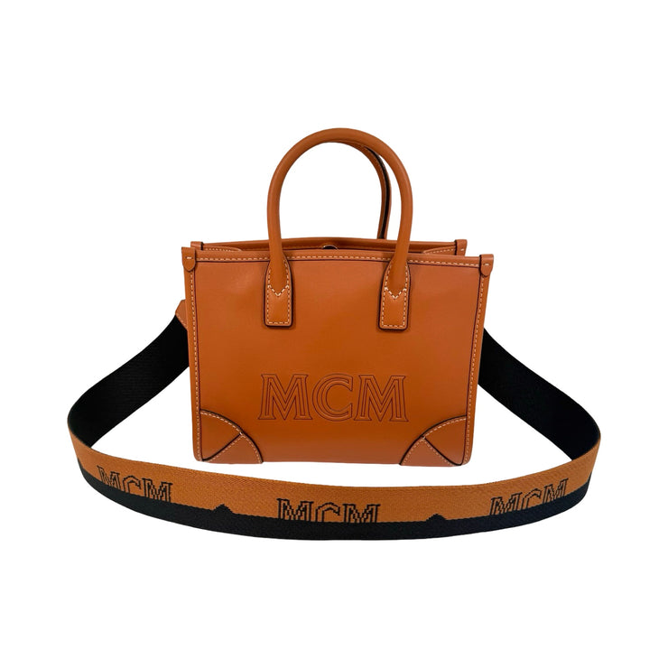 MCM - Munchen Spanish Leather Mini Tote In Cognac