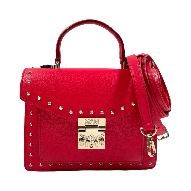 MCM - Patricia Studded Red Leather Crossbody