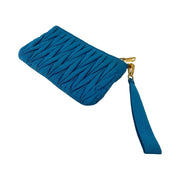 Miu Miu - Blue Faile Matelasse Wristlet Zip Pouch