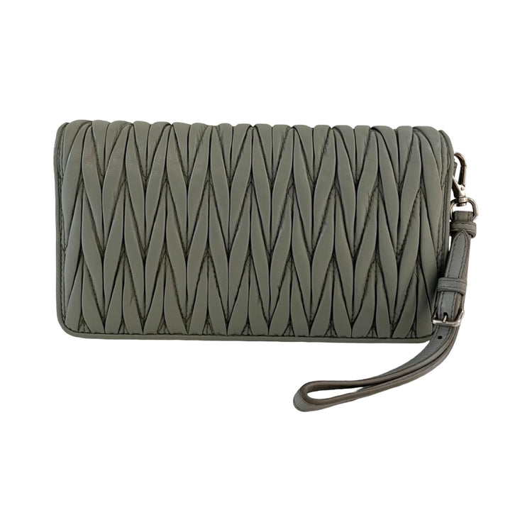 Miu Miu Grey Matelasse Pearl & Crystal Crossbody Wristlet – FOMO