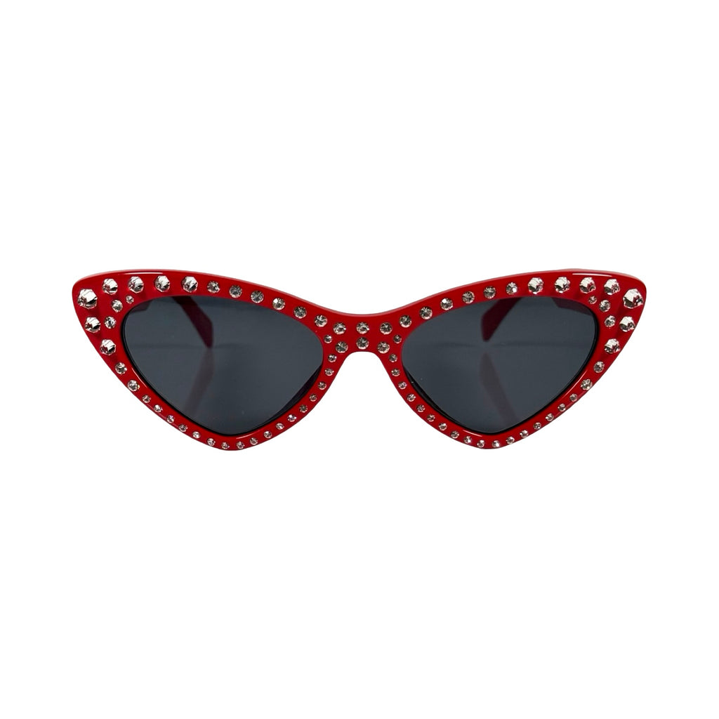 Moschino Red Crystal Cat-Eye Sunglasses | FOMO Rochester, NY display picture 2