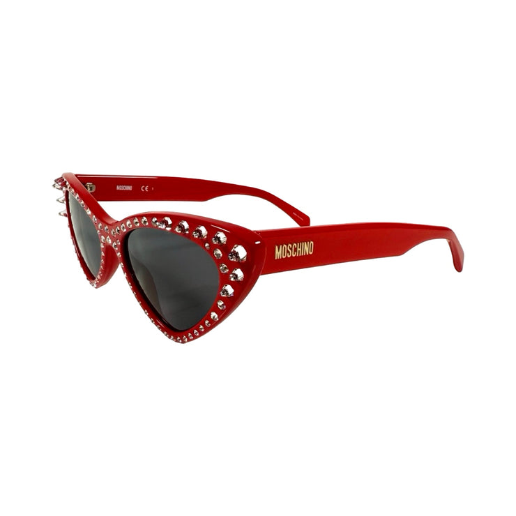 Moschino - Red Crystal Cat-Eye Sunglasses