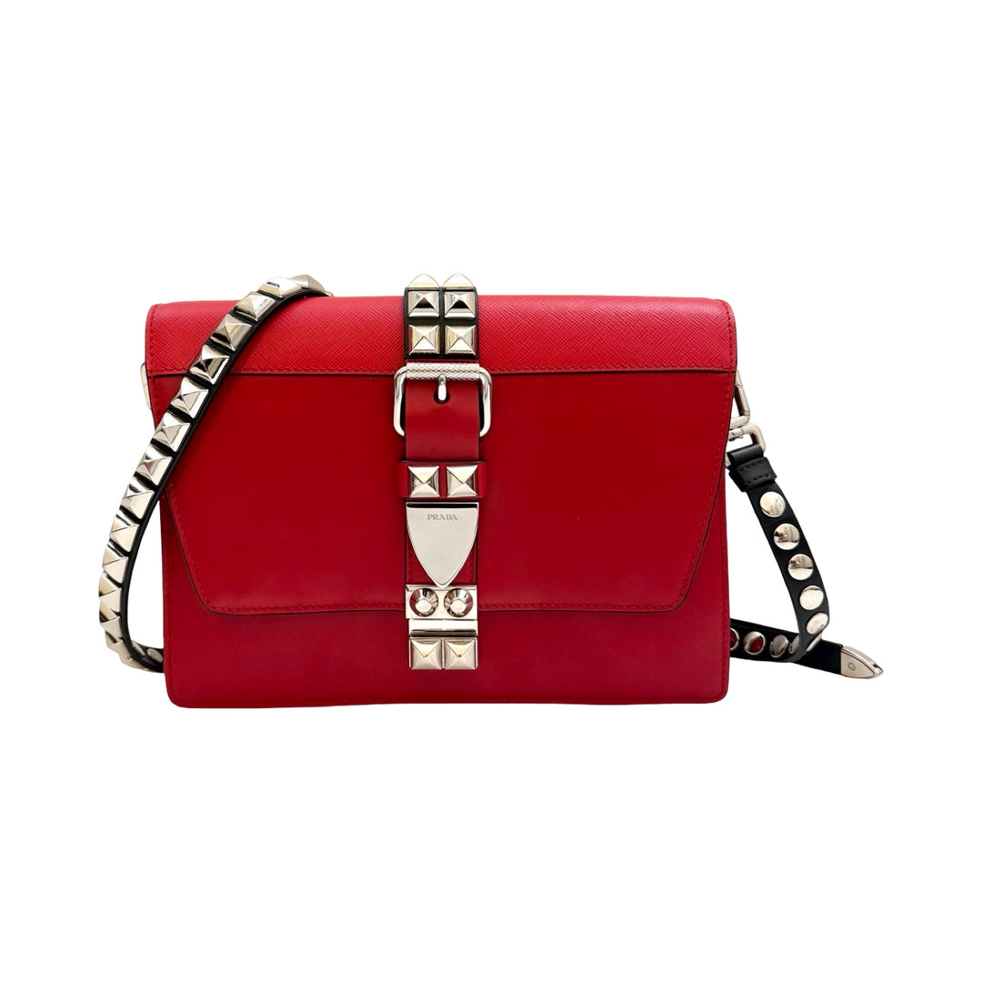 Prada Red Studded Leather Crossbody | FOMO Rochester, NY