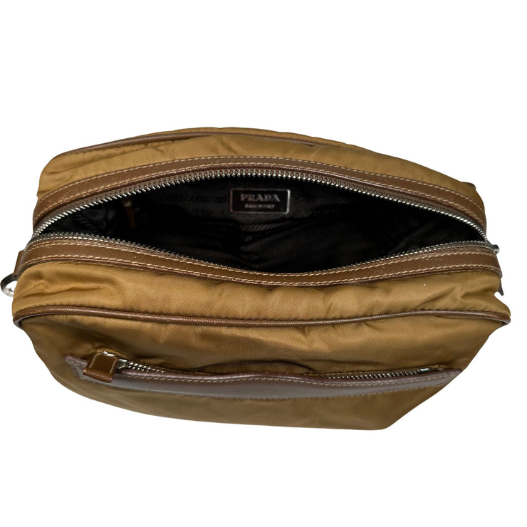 Prada - Tan Tessuto & Brown Leather Handbag