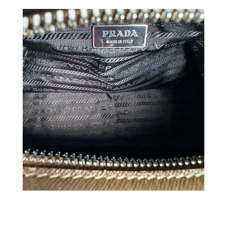 Prada - Tan Tessuto & Brown Leather Handbag
