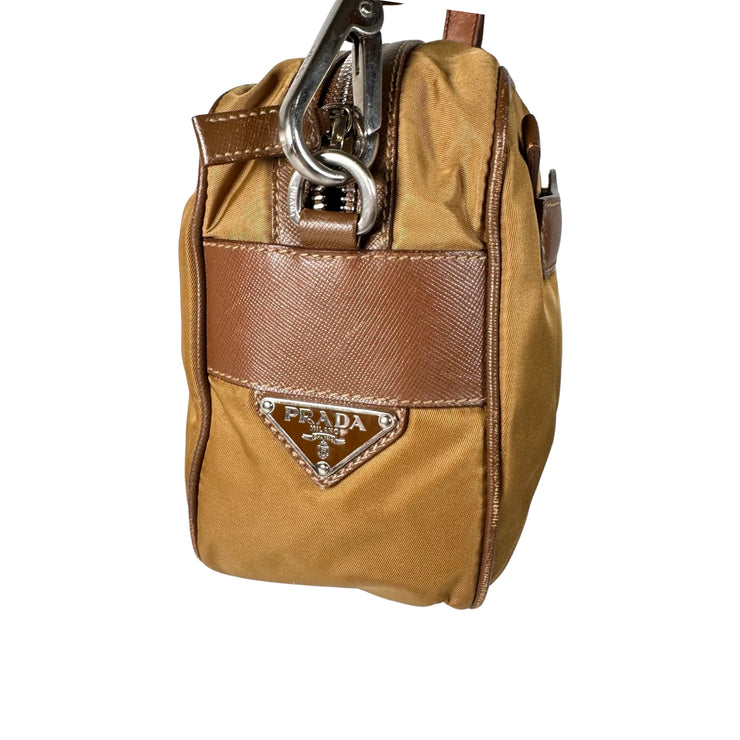 Prada - Tan Tessuto & Brown Leather Handbag