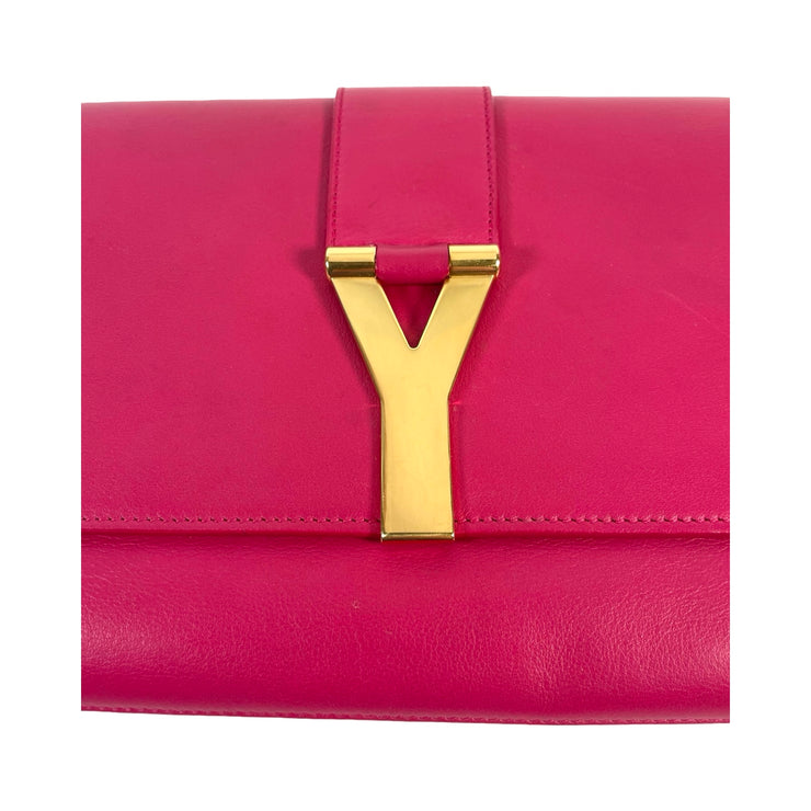 Saint Laurent - Y Ligne Fuchsia Leather Clutch