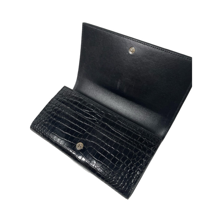 Saint Laurent - YSL Embossed Crocodile Large Cassandra Flap Wallet