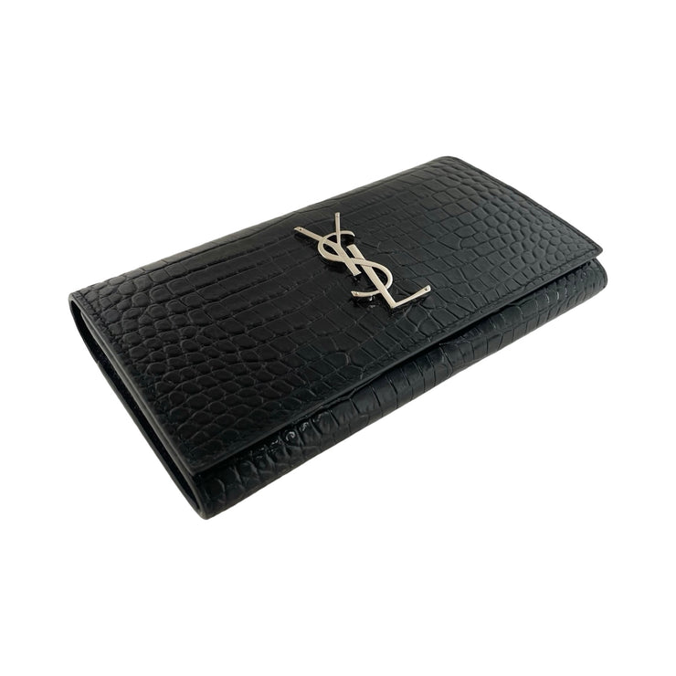 Saint Laurent - YSL Embossed Crocodile Large Cassandra Flap Wallet