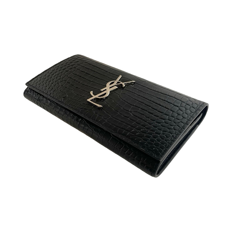 Saint Laurent - YSL Embossed Crocodile Large Cassandra Flap Wallet