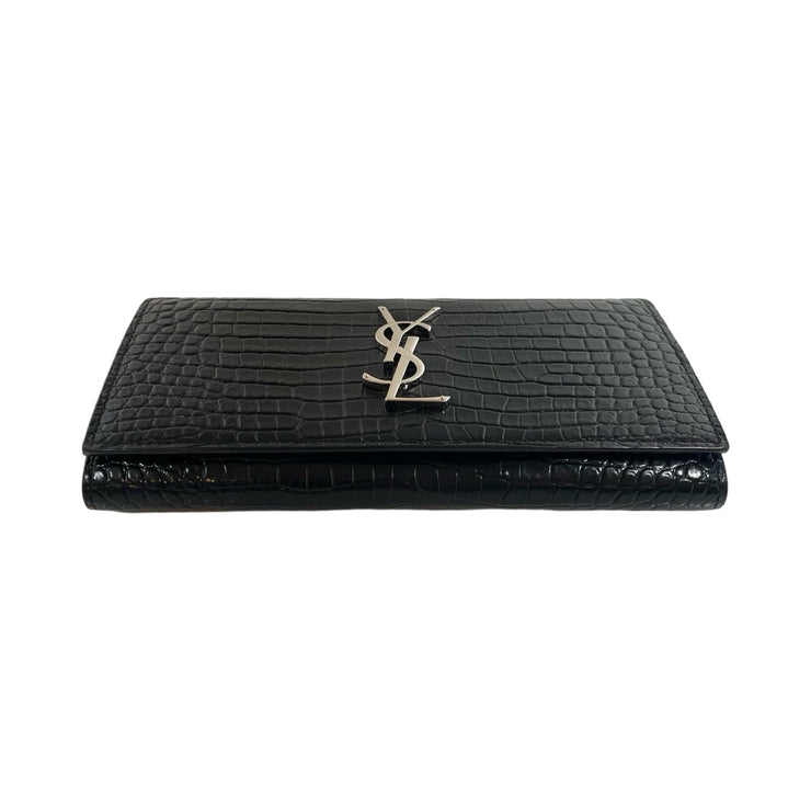 Saint Laurent - YSL Embossed Crocodile Large Cassandra Flap Wallet