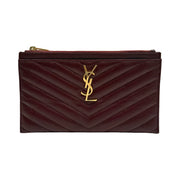 Saint Laurent - YSL Maroon Grain de Poudre Chevron Cassandra Pouch