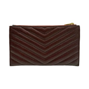Saint Laurent - YSL Maroon Grain de Poudre Chevron Cassandra Pouch