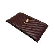 Saint Laurent - YSL Maroon Grain de Poudre Chevron Cassandra Pouch